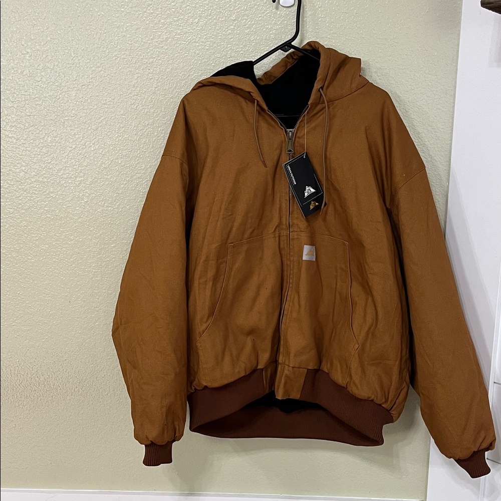 Men's Brown Hooded Work Jacket